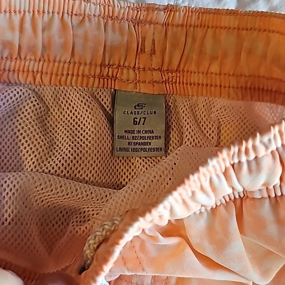 Class Club 6 /7 swim trunks coral orange White dolphins